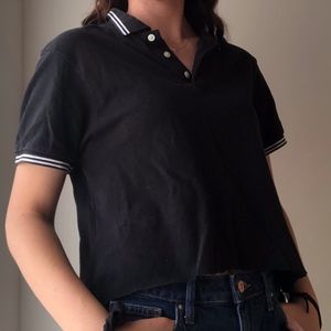 Stripped  Cropped Polo Shirt